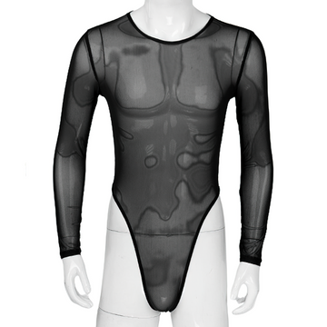 Men's Transparent Mesh Bodysuit with Zipper Back / Male Sexy High Cut See-Through Underwear - EVE's SECRETS